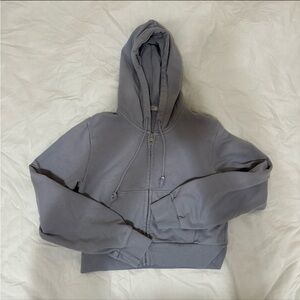 Light blue / periwinkle zip-up Crystal hoodie Brandy Melville